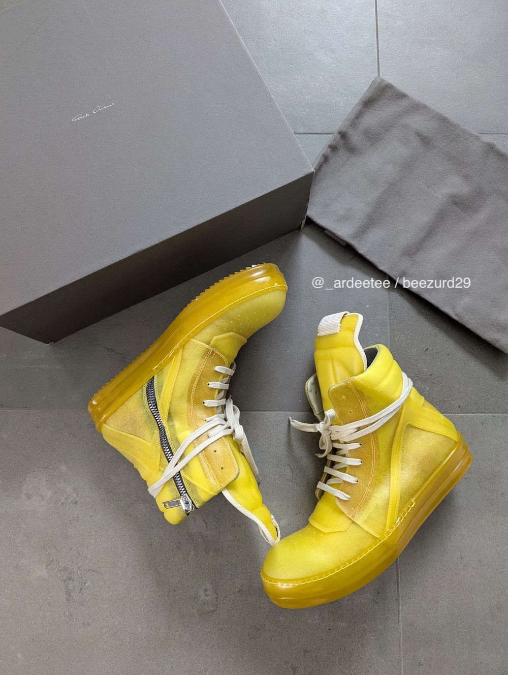Rick Owens *NEW* APPARITION SEMI-TRANSPARENT LEATHER GEOBASKET SNEAKERS Size US 9 / EU 42 - 2 Thumbnail
