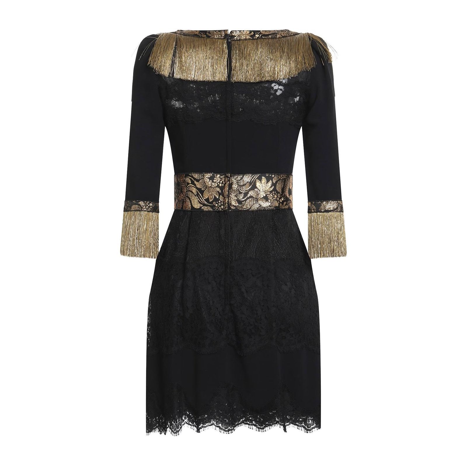 Dolce & Gabbana Dolce & Gabbana Black Gold Fringe Mini Lace dress IT 42 M Size M / US 6-8 / IT 42-44 - 5 Thumbnail