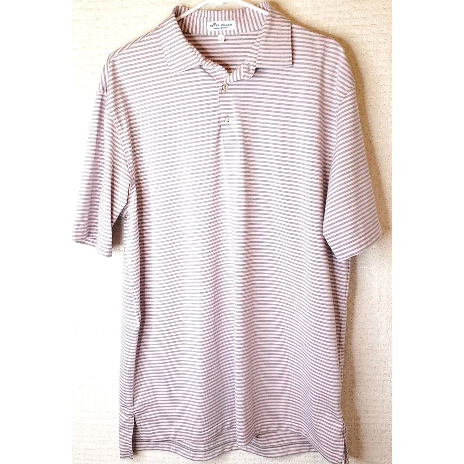 Peter Millar Peter Millar Summer Comfort Striped Golf Polo Shirt Mens Size L Pink Gray Golf Polo Shirt Mens Large Pink Gray Size US L / EU 52-54 / 3 - 2 Thumbnail