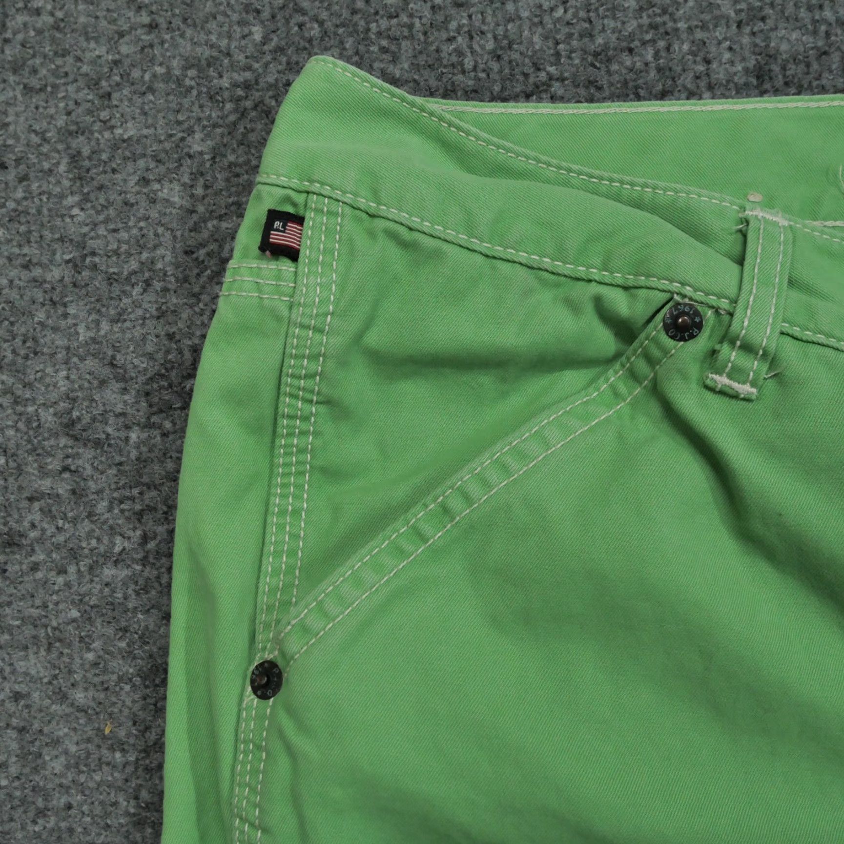 Rag & Bone VINTAGE Polo Jeans Ralph Lauren Pants Womens 14 Green Cotton Cropped 34x24 Y2K - Pants - Women - 14 - Green - Cropped - Casual - Wool? Size 36" / US 14 / IT 50 - 3 Thumbnail