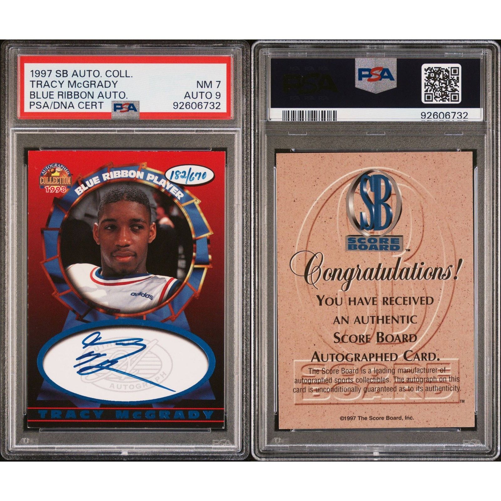 NBA 1997 Score Board Blue Ribbon Autos Tracy McGrady /670 PSA 7 Size ONE SIZE - 3 Thumbnail