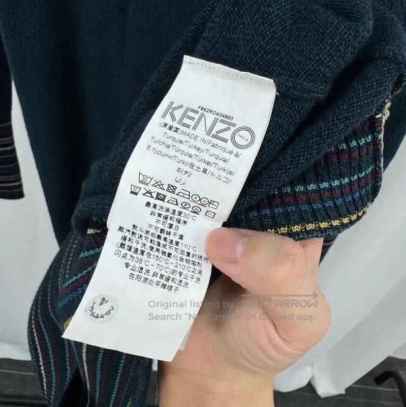 Kenzo KENZO Long Sleeve Embroidered Sweater in Blue Green . Size L / US 10 / IT 46 - 6 Thumbnail