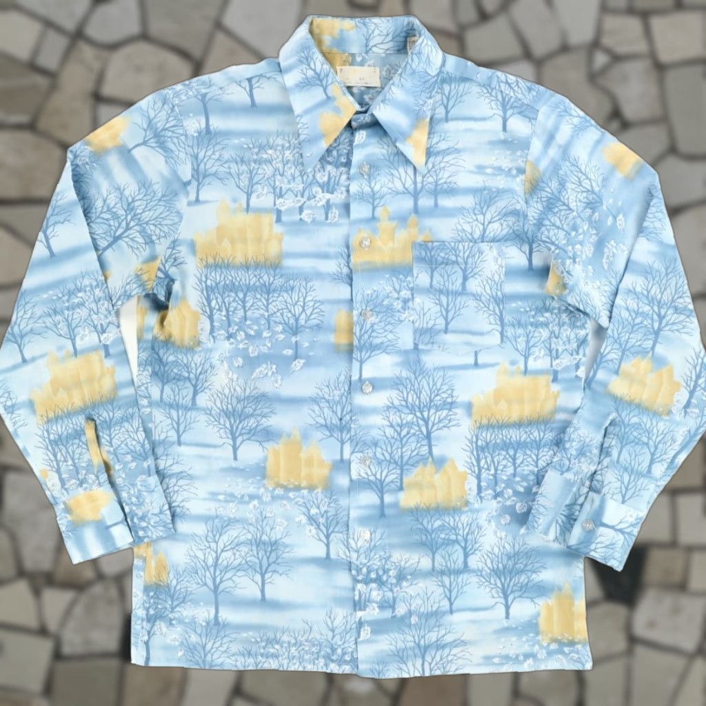 Vintage VINTAGE Royal Knight Shirt Quintessa Disco Blue Long Sleeve Button Up Men L Size US L / EU 52-54 / 3 - 1 Thumbnail