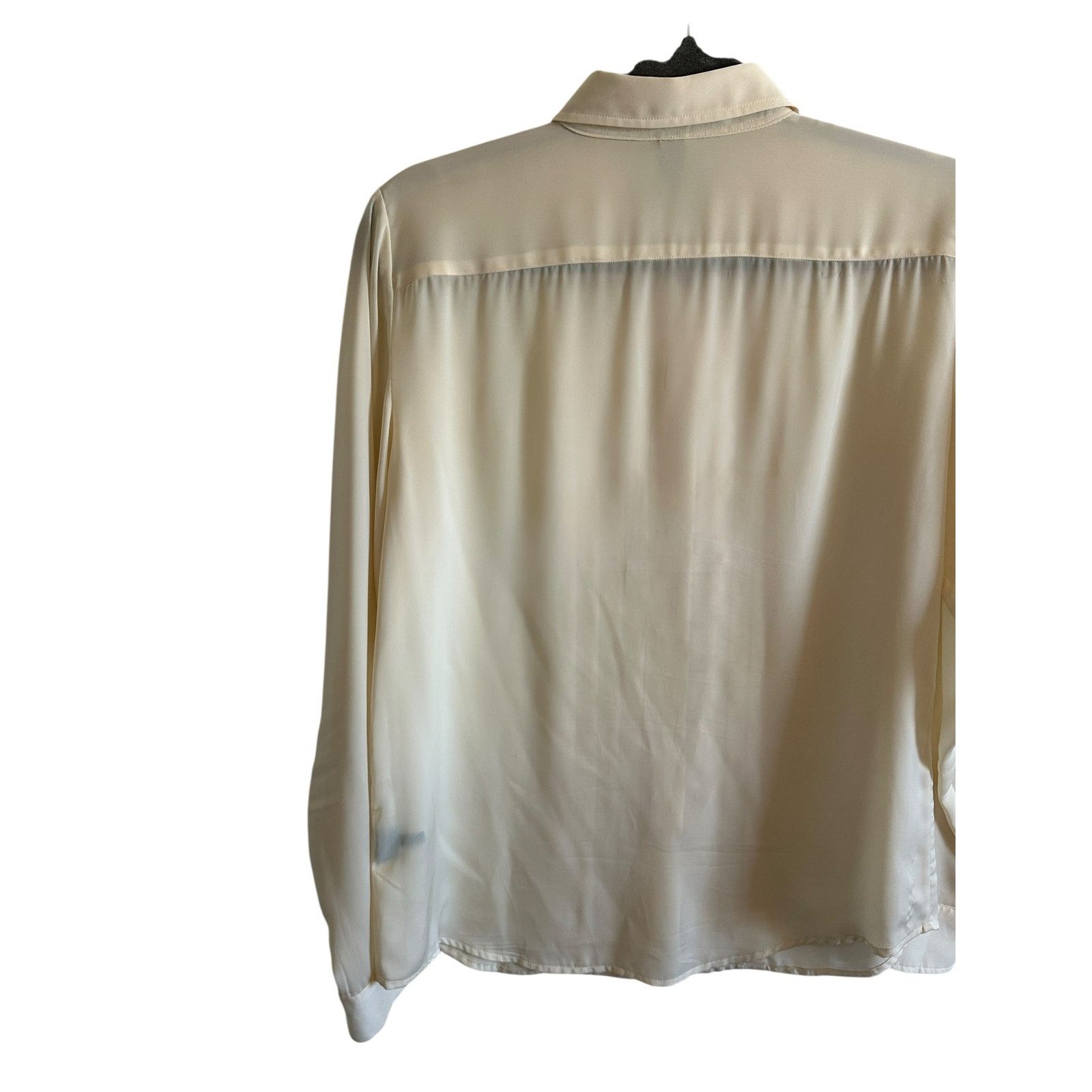 Ralph Lauren Women's Medium Cream Pleated Front Collar Button Up Top Size M / US 6-8 / IT 42-44 - 8 Thumbnail
