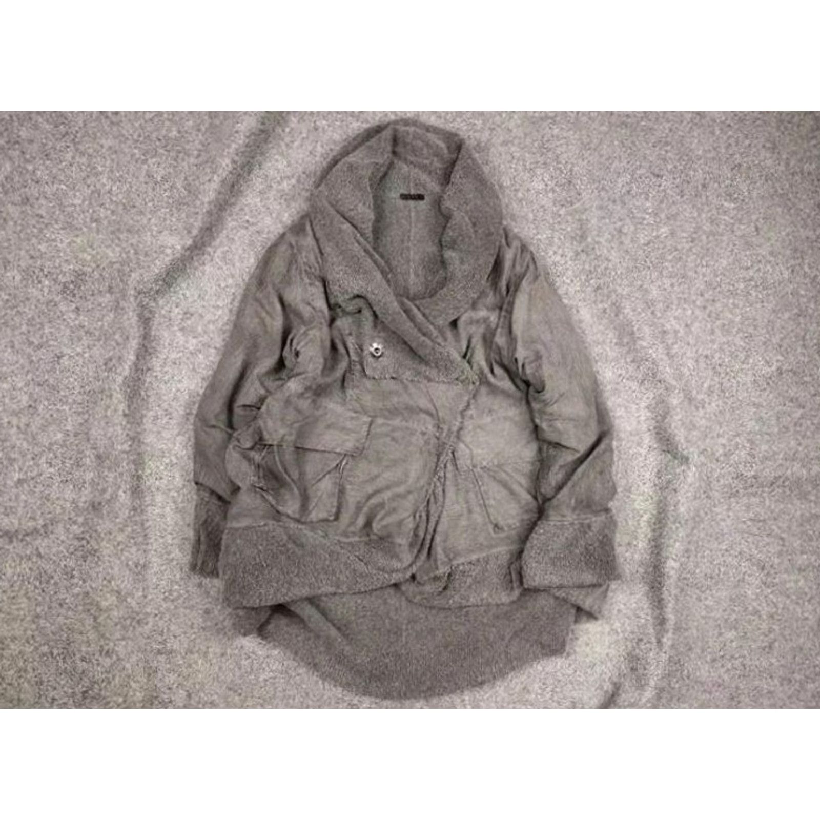 Vintage GRIZAS Design Garment Gray Oversized Pocket Jacket Silk Wool Blend Shirt Regular M Womens Size M / US 6-8 / IT 42-44 - 2 Thumbnail