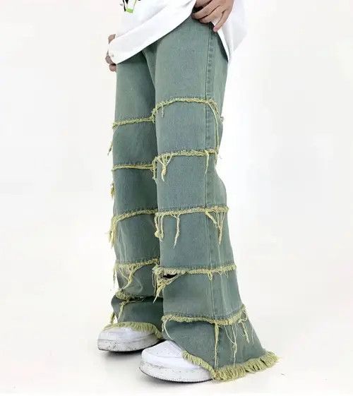 Japanese Brand × Jean Streetwear Washed Fur-trimmed Wode Leg Jean Size US 29 - 4 Thumbnail
