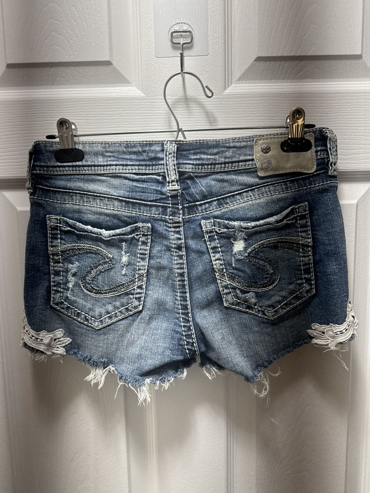 Silver Jeans Co. × Vintage Silver Jeans Y2K Fleece Vintage Daisy Duke Denim Jean Shorts Size 29" - 2 Thumbnail