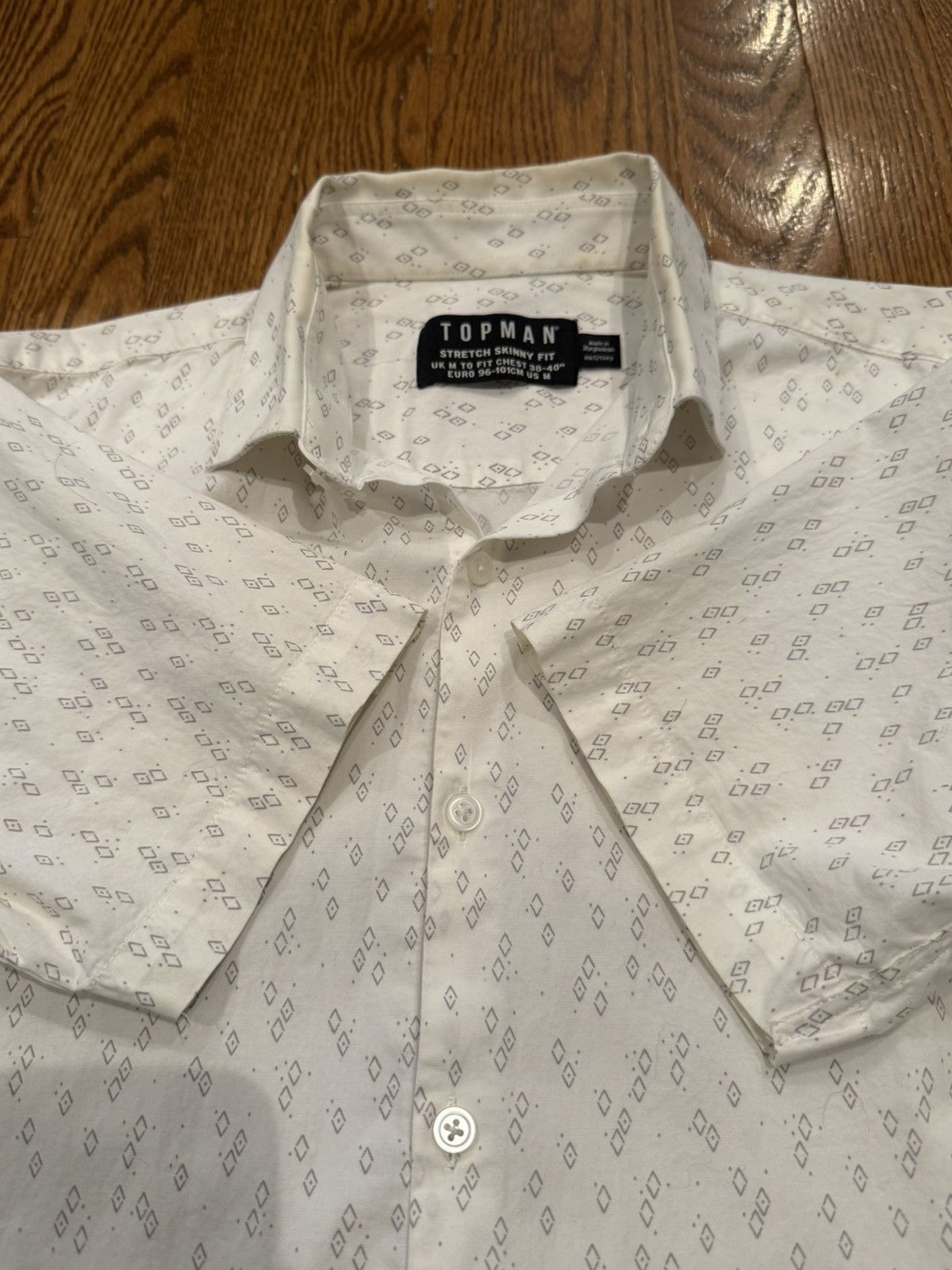 Topman Topman Diamond Geometric Pattern White Button Down shirt Size US M / EU 48-50 / 2 - 2 Thumbnail