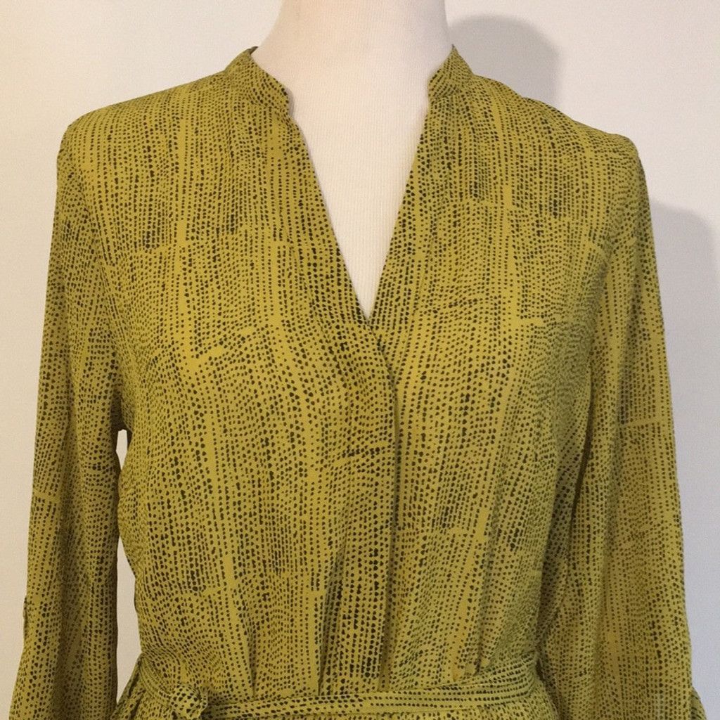 H&M H&M Neon Khaki Shirt Dress: Size 10 Size L / US 10 / IT 46 - 2 Thumbnail