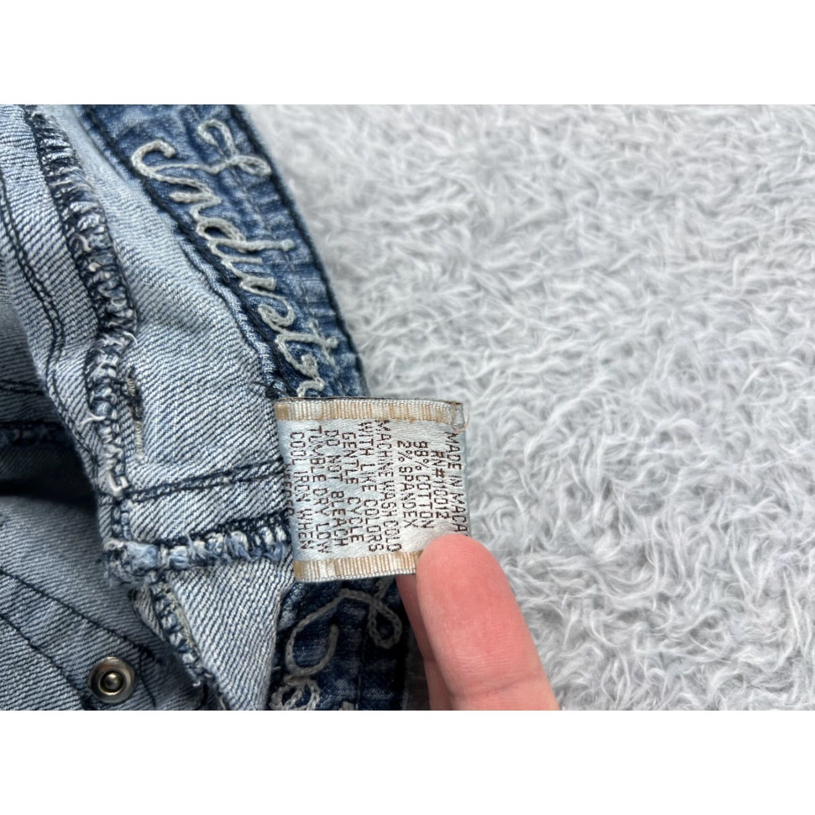 Vintage Industrial Cotton Womens Jeans Flared 28x29 Blue Cotton Blend Distressed Slimming 11 Den Inseam 29 5-Pocket Design Low Rise Vintage No Size 32" / US 10 / IT 46 - 7 Thumbnail