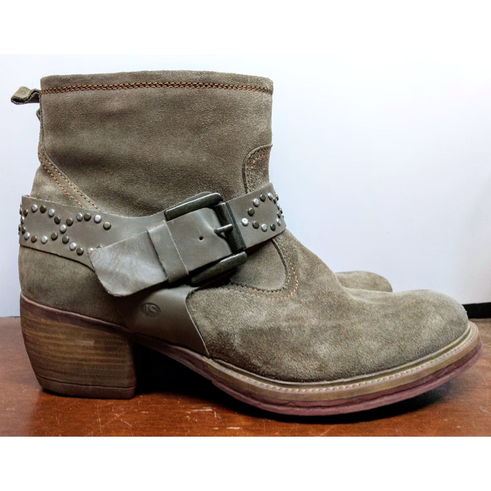 Vintage Josef Seibel Toni Gray Brown Leather Harness Ankle Boots Women's Size 42 10 US Zip Block Heel Leather Bootie Size US 10 / IT 40 - 6 Thumbnail
