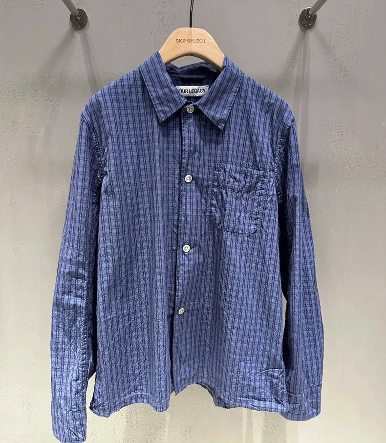 Our Legacy our legacy 25SS puff yarn blue plaid shirt 2504-Nextarrow Size US S / EU 44-46 / 1 - 1 Thumbnail