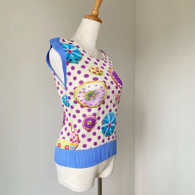 Issey Miyake Issey Miyake Blue cookie pleated short-sleeved shirt Size L / US 10 / IT 46 - 4 Thumbnail