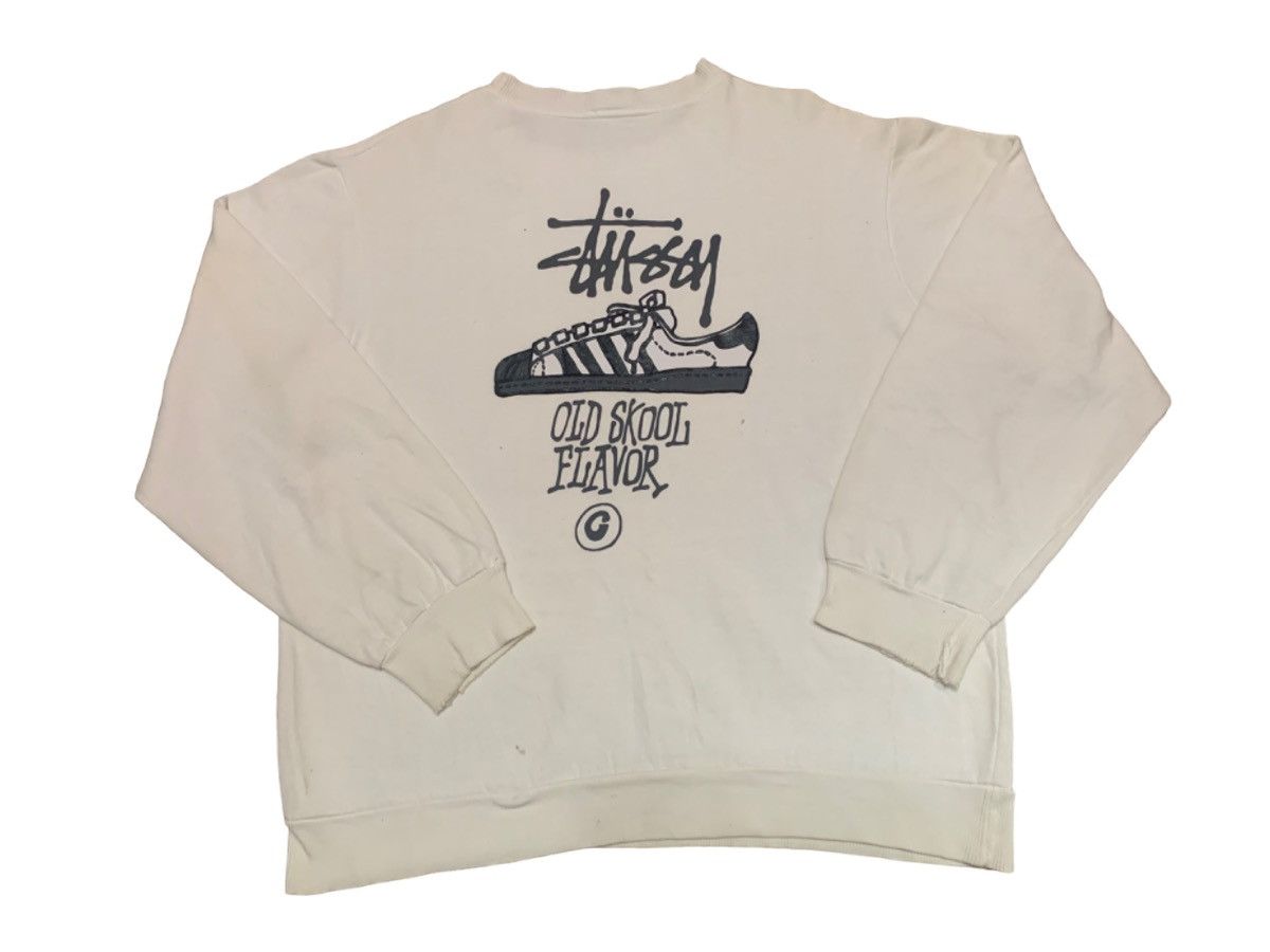 image of 90's Stussy Old Skool Flavor Made In Usa Distressed in White, Men's (Size Large)