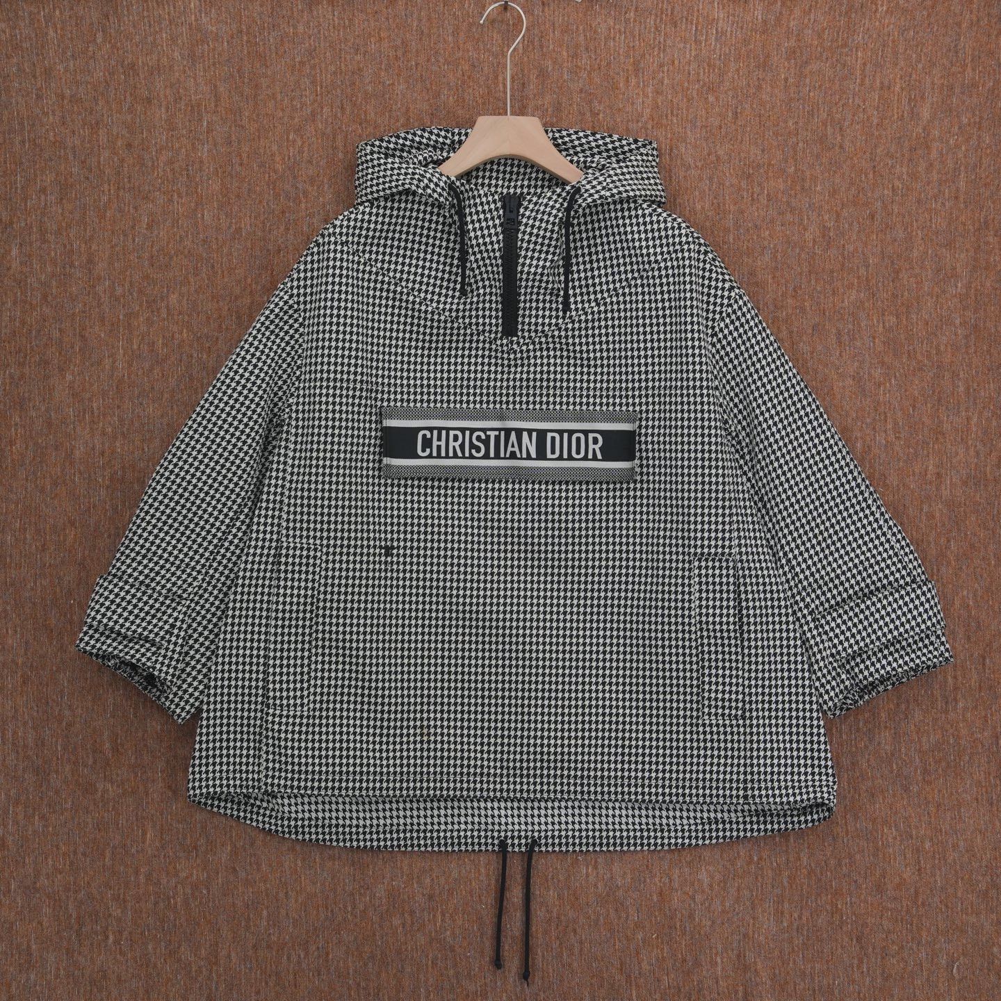 Dior DIOR FW22 Houndstooth Slogan Hooded Jacket Size XS / US 0-2 / IT 36-38 - 1 Thumbnail
