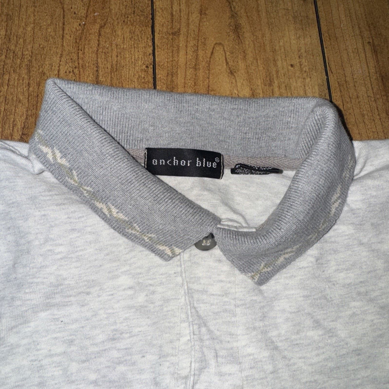 Anchor Blue × Vintage Anchor Blue Polo Shirt Grey Large 21x28 Y2K Grunge Vintage Size US L / EU 52-54 / 3 - 3 Thumbnail