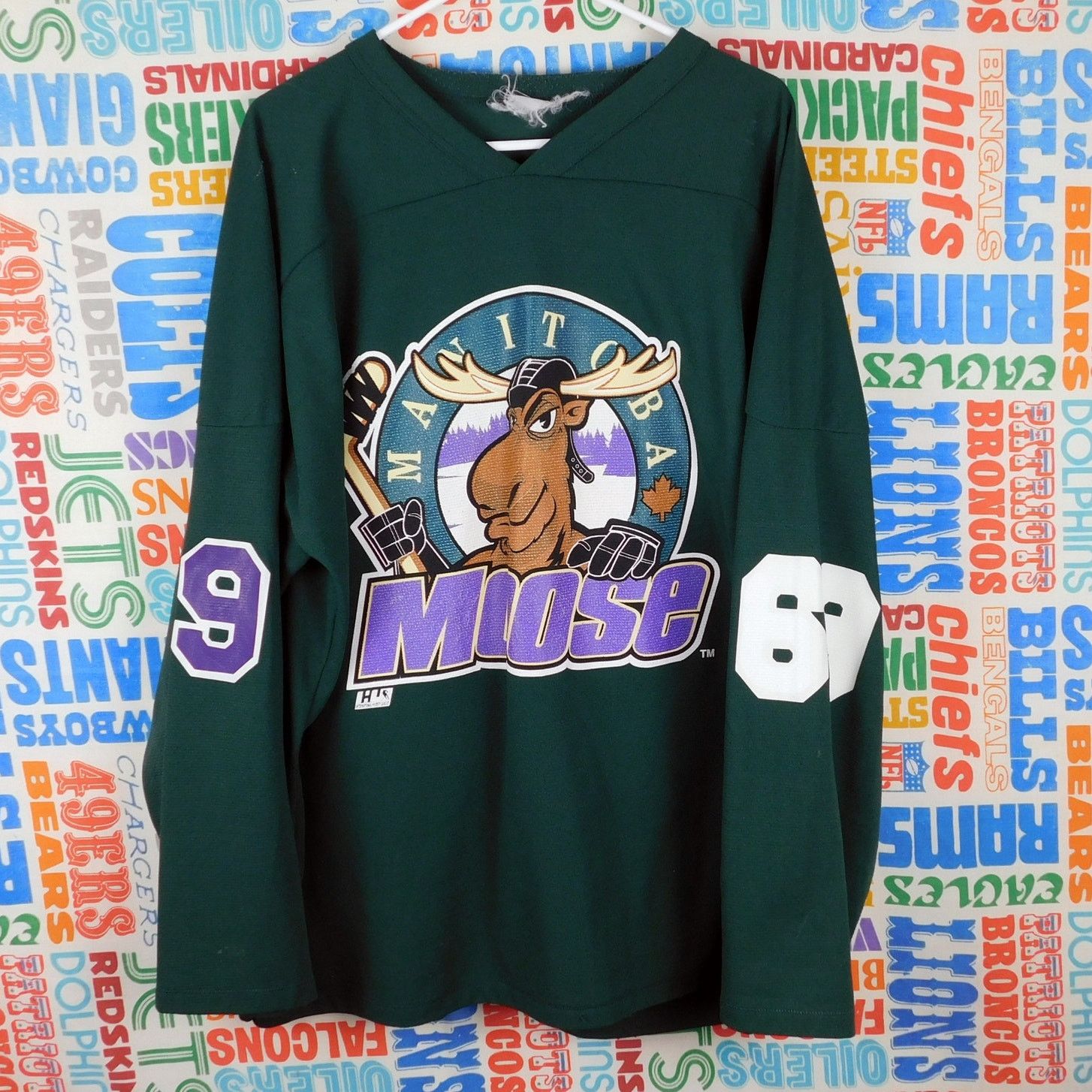 NHL 90s Manitoba Moose IHL Hockey Jersey Size L Green 69 Size US L / EU 52-54 / 3 - 1 Thumbnail