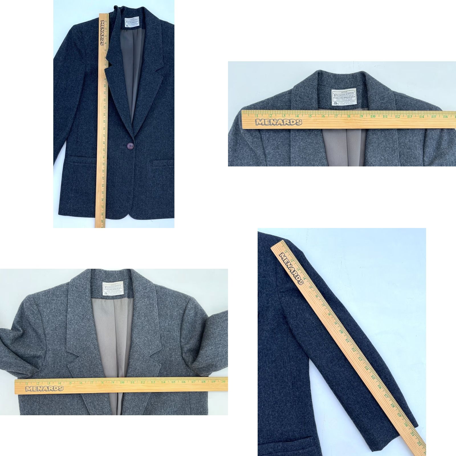 Pendleton VINTAGE Pendleton Women's Blazer 90s 100% Virgin Wool Made in USA Sz 6 Gray Size M / US 6-8 / IT 42-44 - 8 Thumbnail