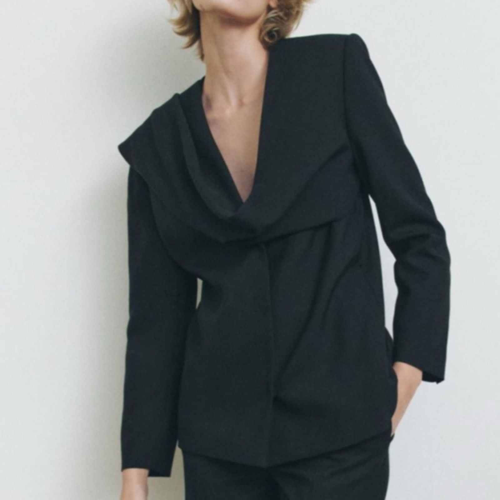 Zara Nwt-Zara- SCARF BLAZER ZW COLLECTION-Large Size L / US 10 / IT 46 - 2 Thumbnail