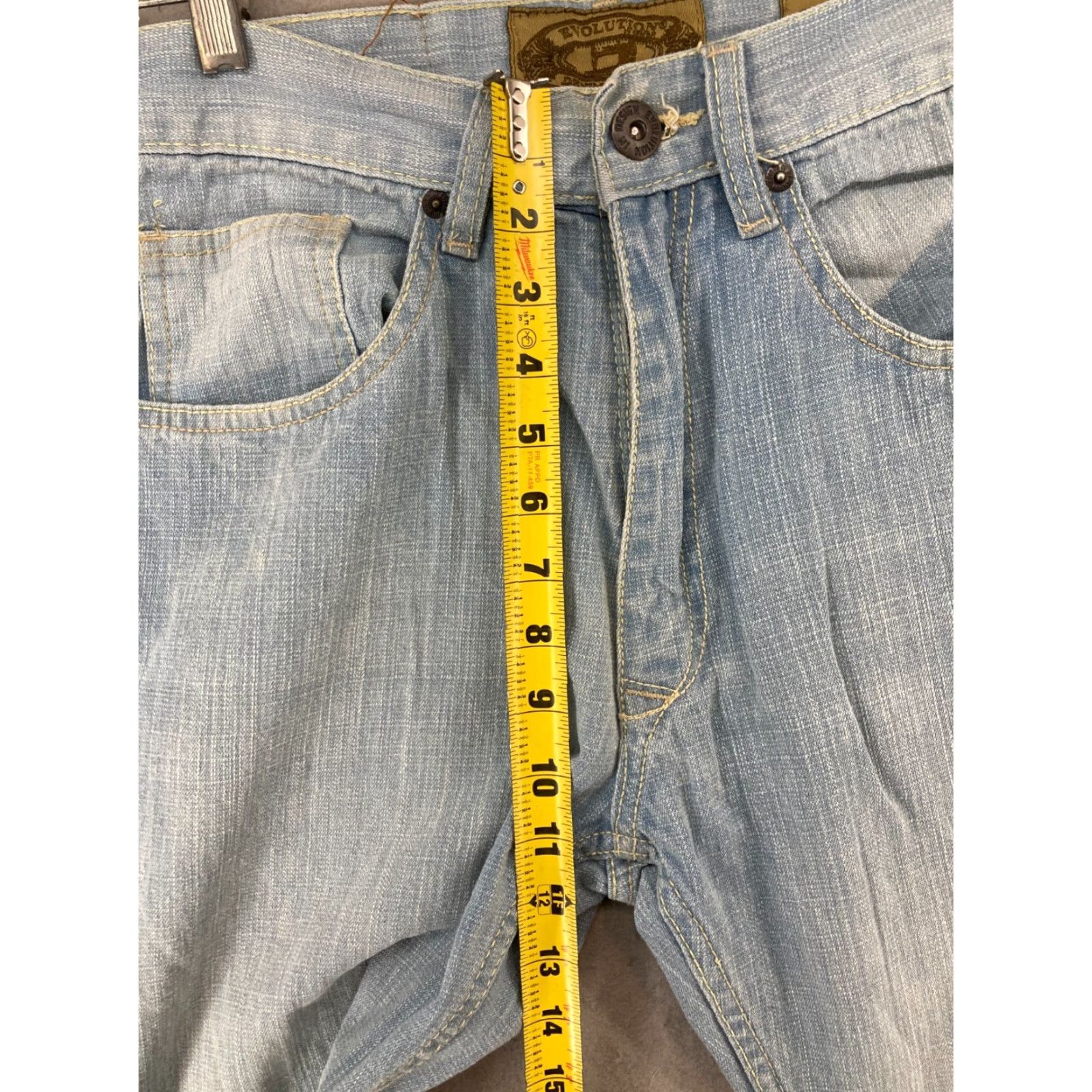 Vintage Evolution Denim Jeans 30x32 Straight Light Wash Mens Casual regular fit Blue Cotton Denim 5-Pocket Design 30 Inseam Mid Rise Size US 30 / EU 46 - 3 Thumbnail
