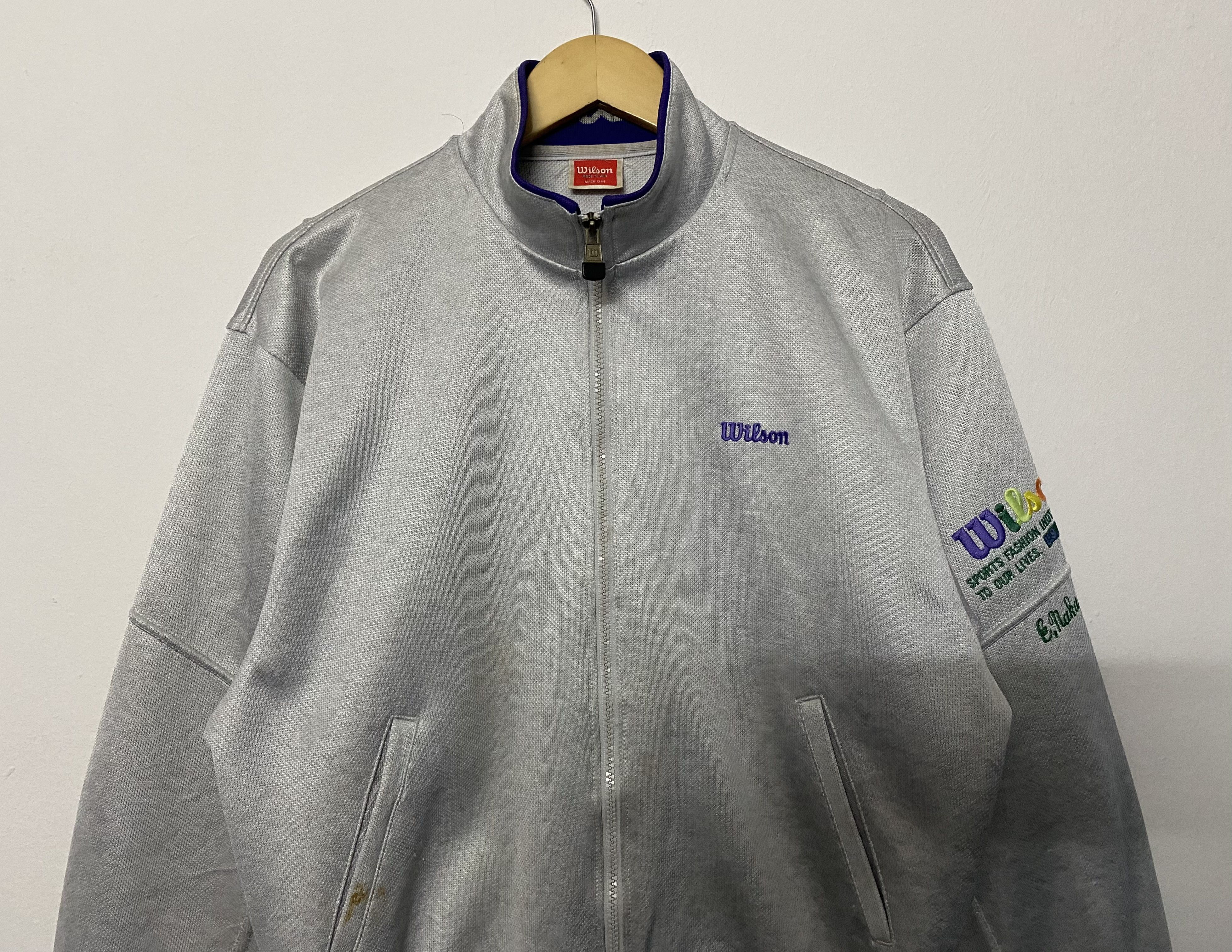 Wilson Vtg 90s Wilson Track Jacket Full Zip Gray Boxy Fit Size US S / EU 44-46 / 1 - 3 Thumbnail