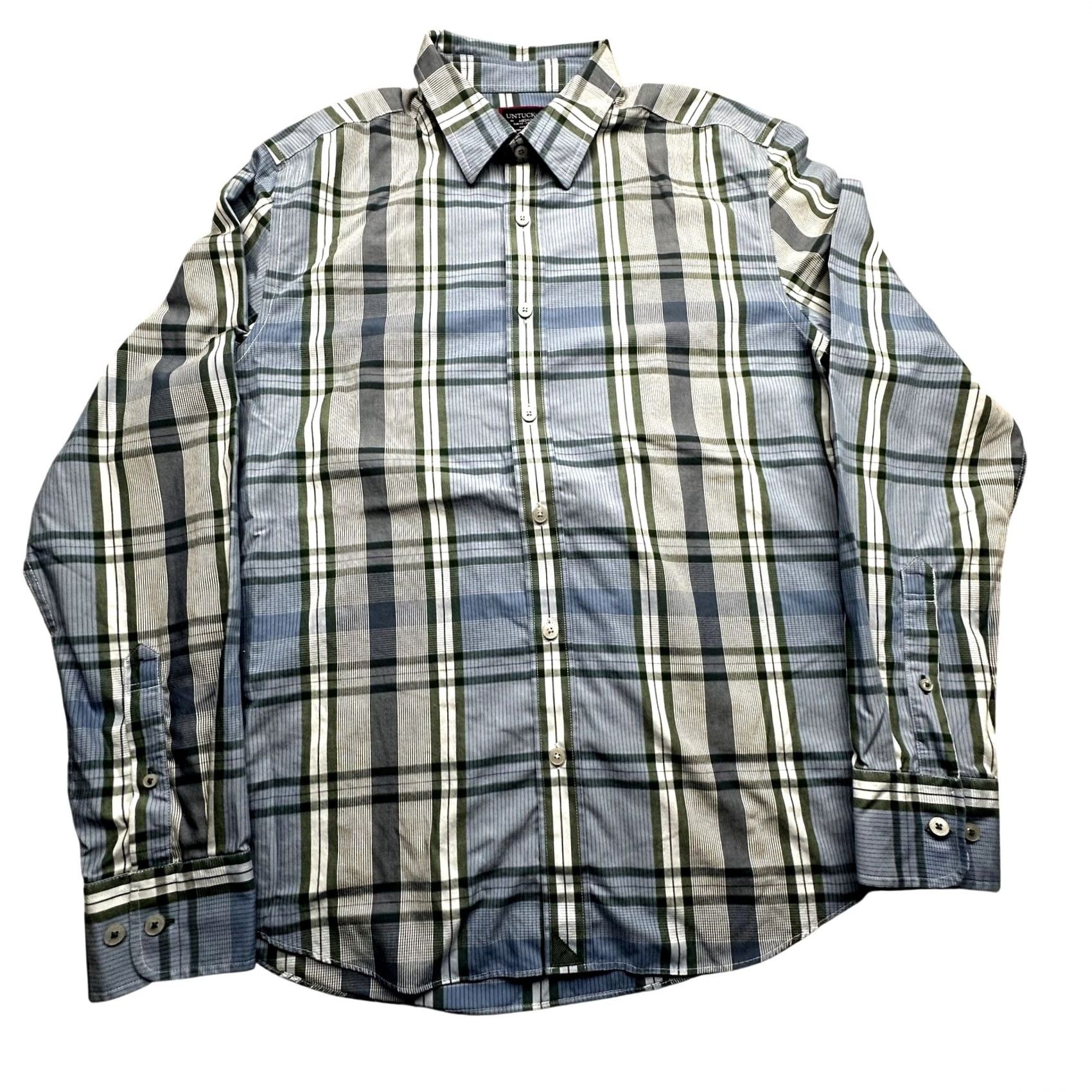 UNTUCKit UNTUCKit Malibran WF Slim Fit Long Sleeve Plaid Button Up Shirt Mens Medium Slim Navy Pattern Wrinkle Resistant Button-Up Casual Formal Preppy Mens Size US M / EU 48-50 / 2 - 2 Thumbnail