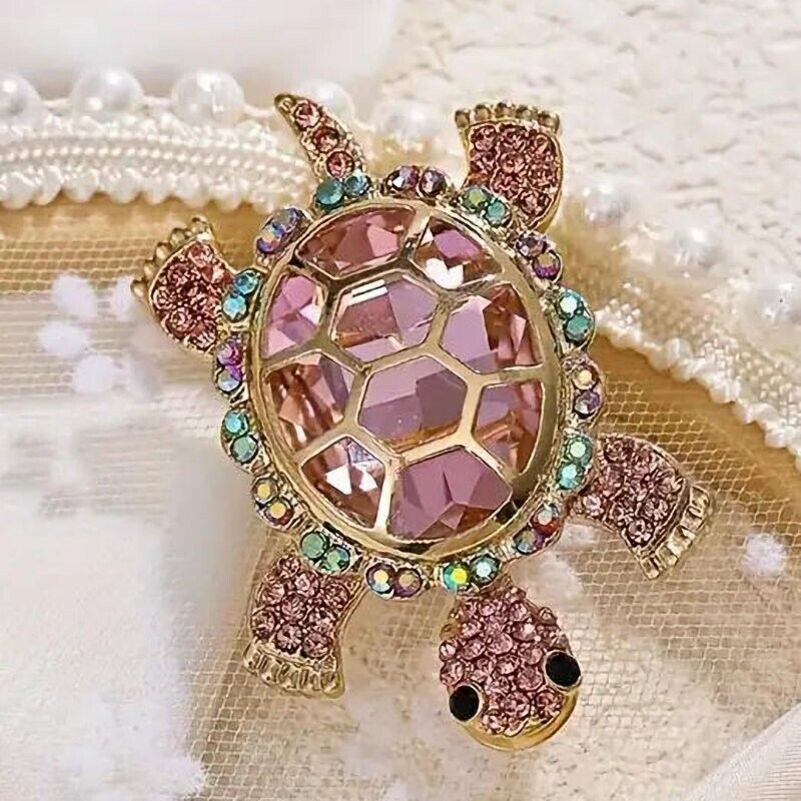 Other Rhinestone Studded Turtle Brooch Pin•Aurora Borealis Size ONE SIZE - 4 Thumbnail