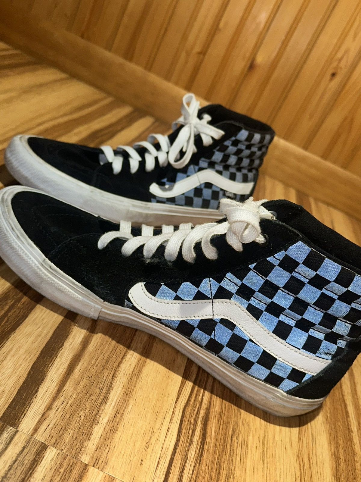 Vans Vans Black reflective checker background High-Top Sneakers Size US 11 / EU 44 - 1 Thumbnail