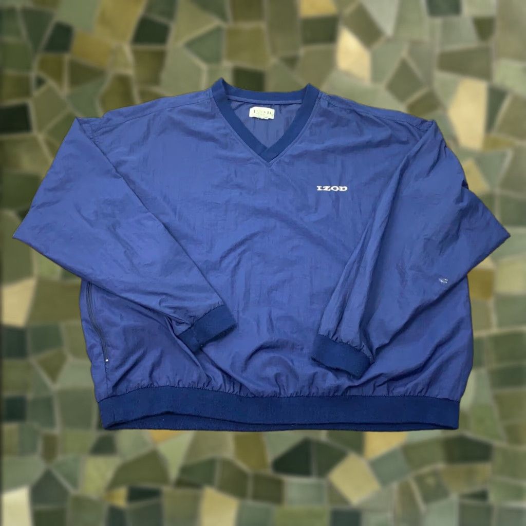 Izod VINTAGE IZOD Golf Shirt XL Blue Pullover ZIP Pockets V-Neck Mens Casual/Activewear 90s? Size US XL / EU 56 / 4 - 1 Thumbnail