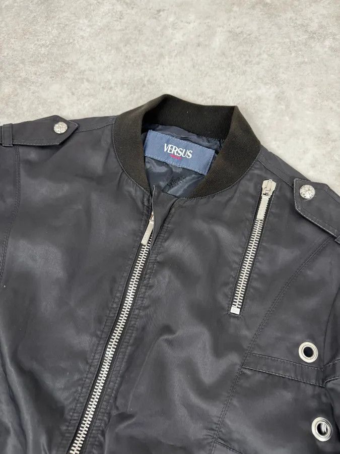 Versace 2000s Versace Black Eyled Multi Zips Jacket Size US M / EU 48-50 / 2 - 5 Thumbnail