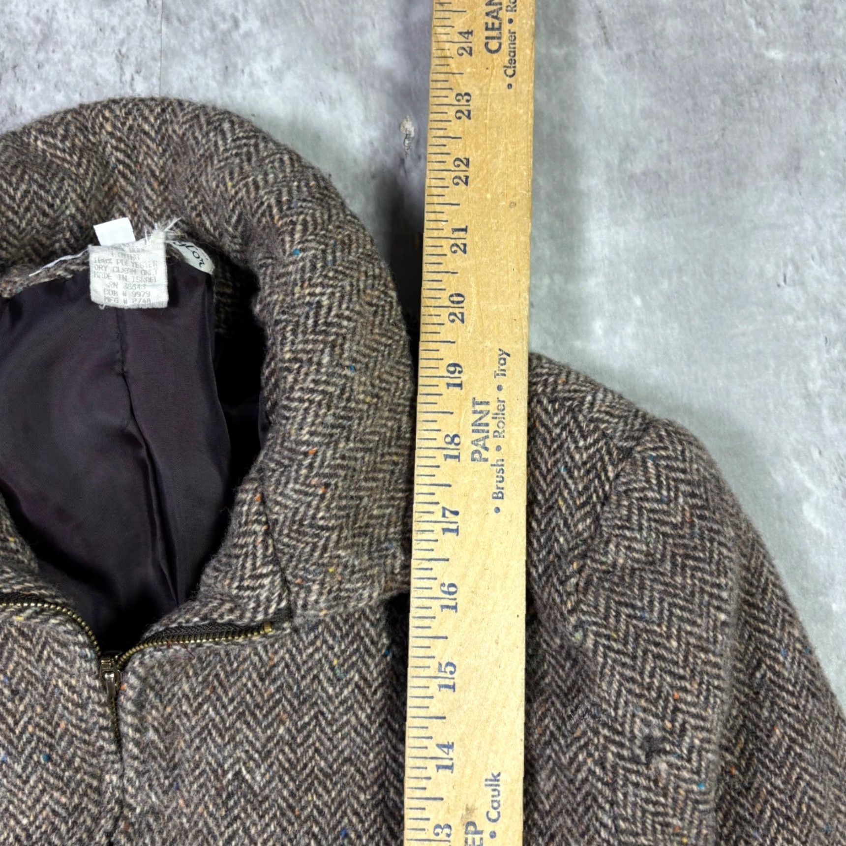 Vintage VINTAGE Samantha Taylor Wool Herringbone Zip Up Jacket Brown Tweed 90s Women's Size 14 Navy? Size XL / US 12-14 / IT 48-50 - 4 Thumbnail