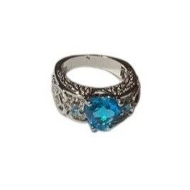 Other Blue Topaz Heart .925 Silver Ring Intricate Filigree Size 9 Size ONE SIZE - 13 Thumbnail