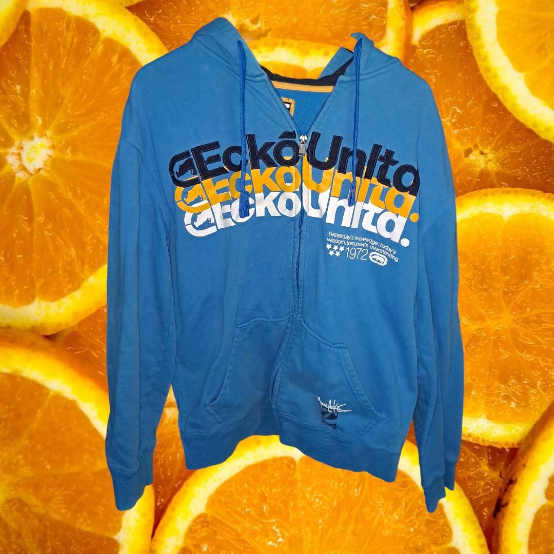 Ecko Unltd Blue Full Zip Hooded Sweatshirt With Ecko Unltd o