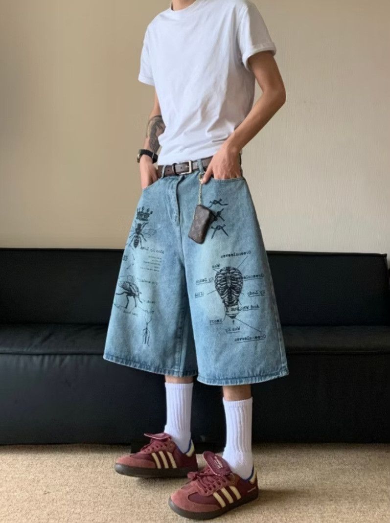 Japanese Brand Unnamed sketch print art jort baggy pant Size US 29 - 1 Preview