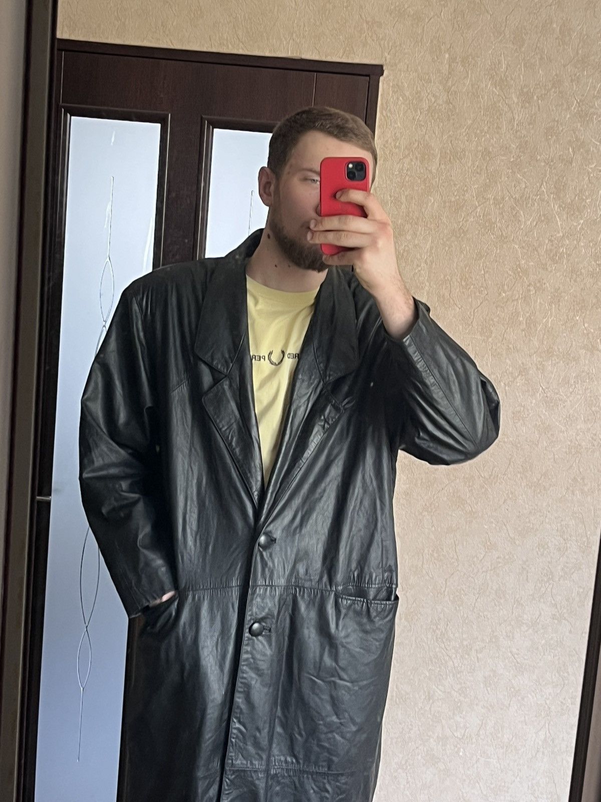 Vintage Vintage Comint Leather Coat Jacket Black minimalistic retro Size US XL / EU 56 / 4 - 4 Thumbnail