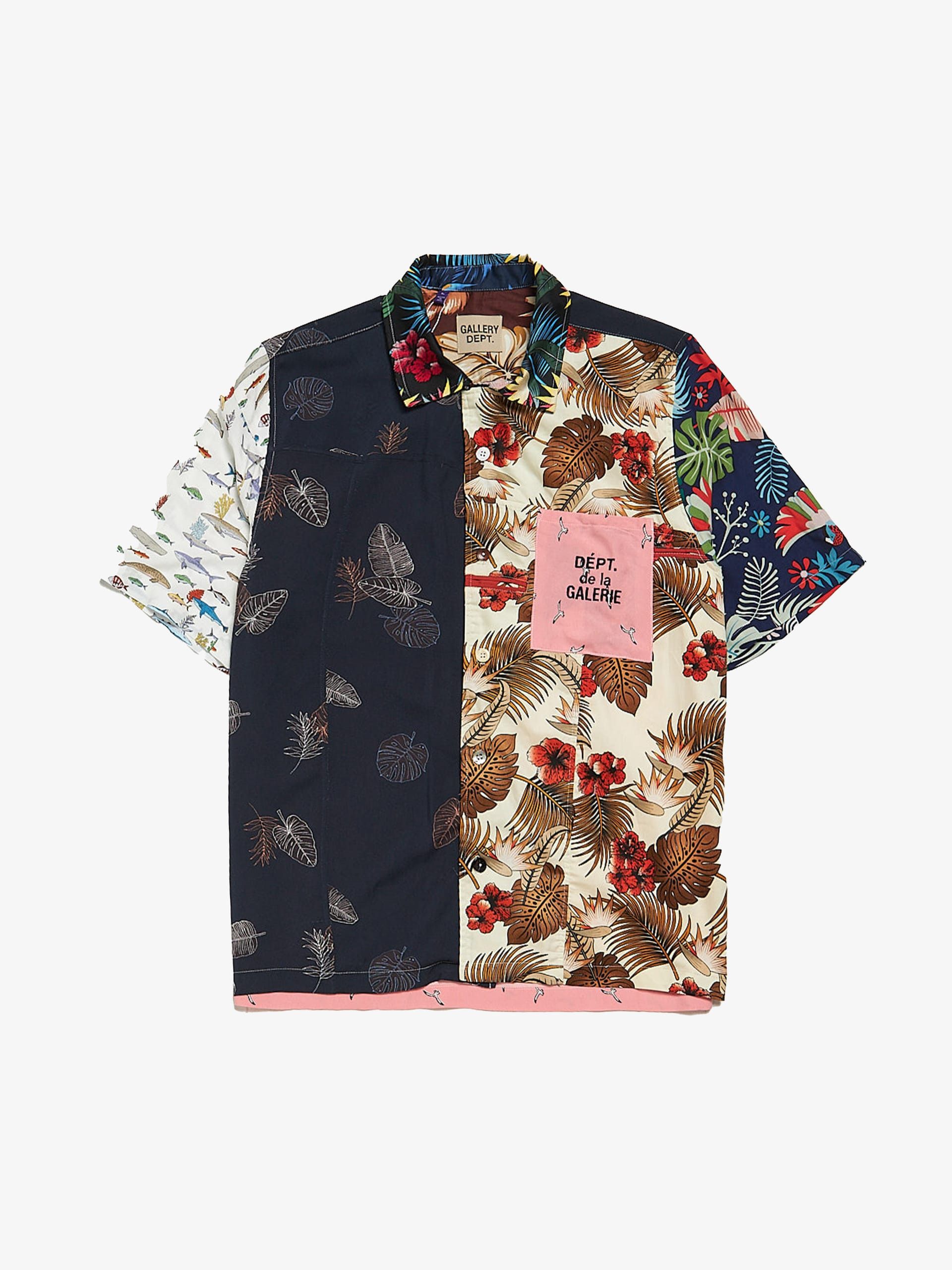 Gallery Dept. Navy White Rose Printed Leaves Polyester Shirt Size US L / EU 52-54 / 3 - 1 Thumbnail
