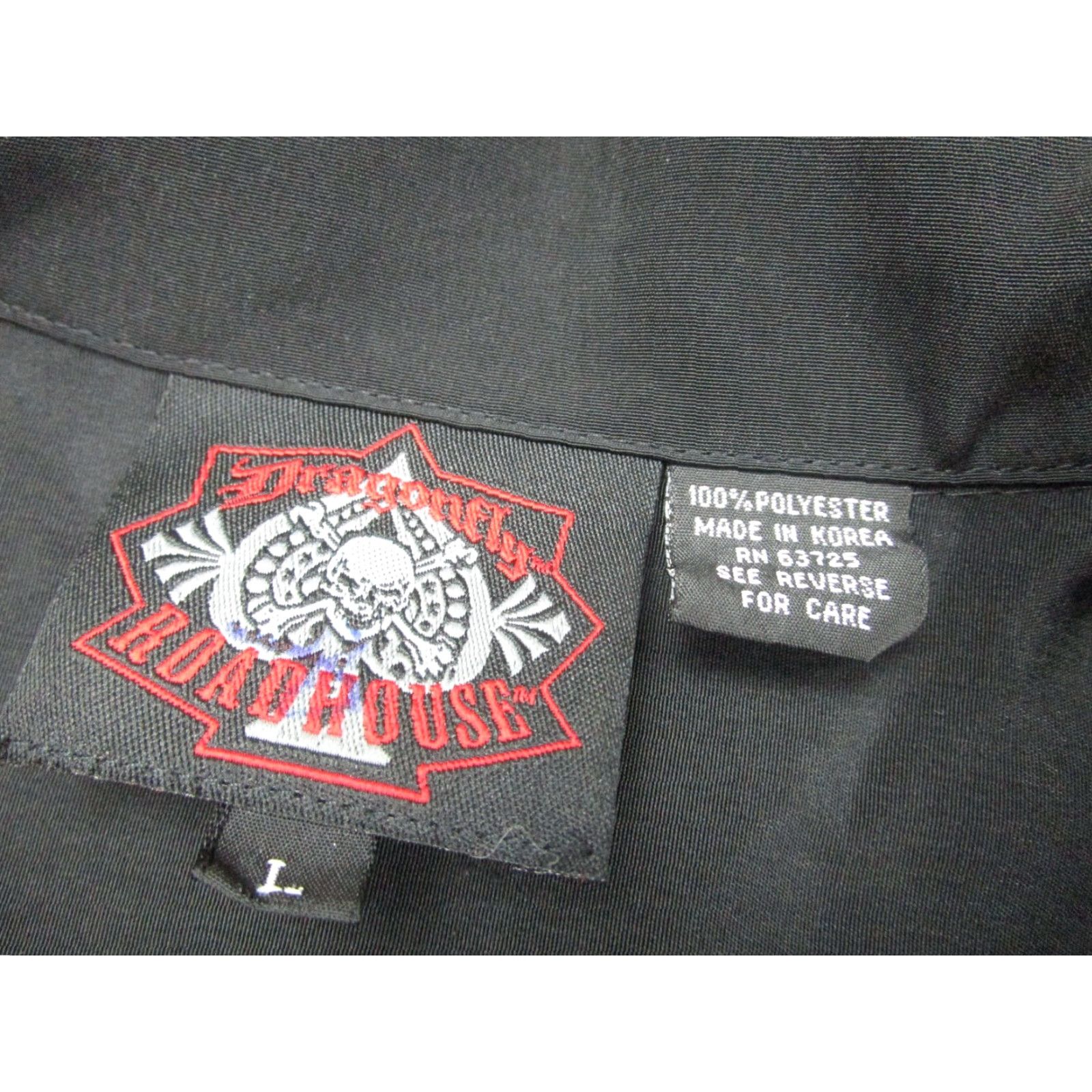 Vintage VINTAGE Dragonfly Shirt Mens L Black Motorcycle Graphic Print Short Sleeve Button-Up Collared Size US L / EU 52-54 / 3 - 6 Thumbnail