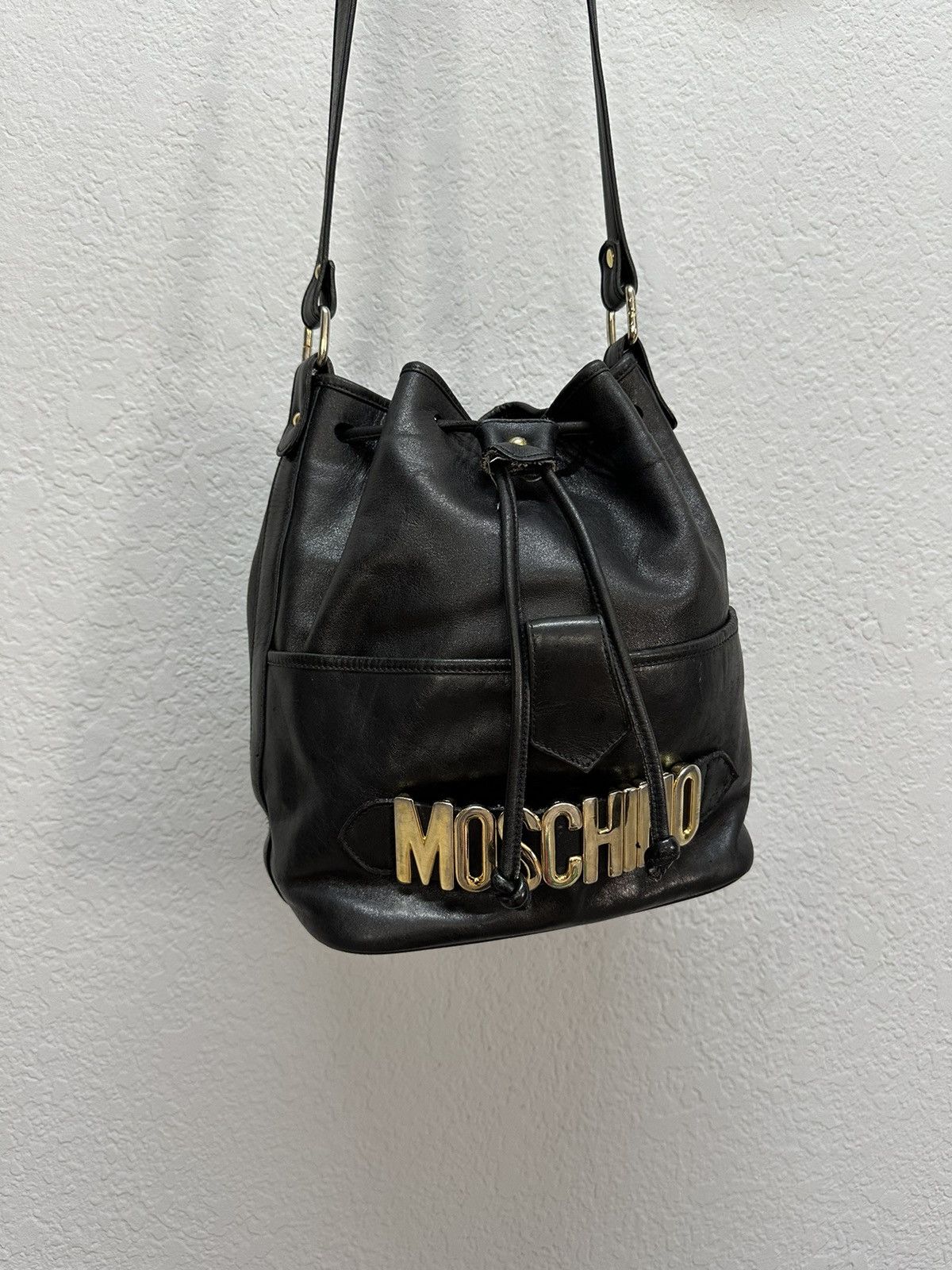 Other Vintage Moschino Leather Shoulder Bag Big Logo Gold Archival Size ONE SIZE - 6 Thumbnail