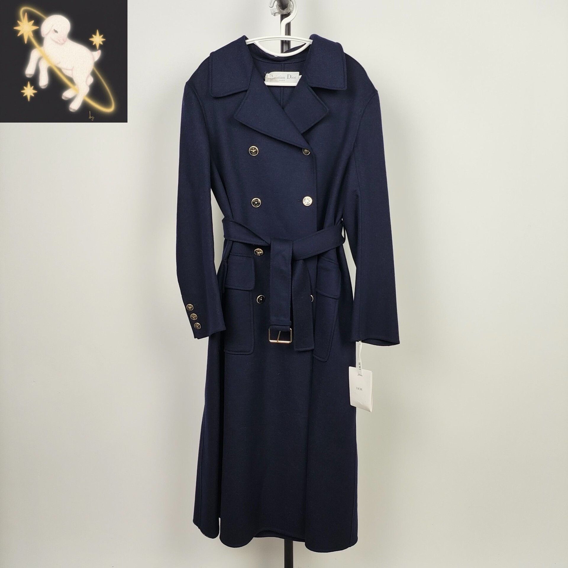 Dior Dior Dark Blue Double-Breasted Wool Coat Size XXS / US 00 / IT 34 - 1 Thumbnail