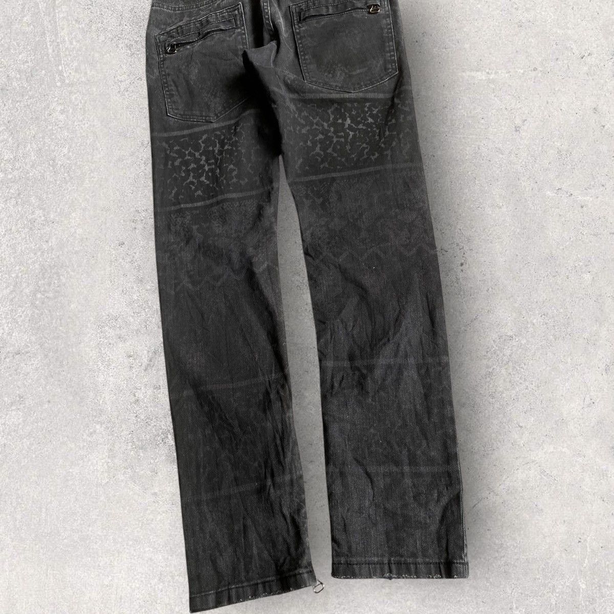 Balmain Animal Print Black Wash Biker Denim Size US 30 / EU 46 - 8 Thumbnail