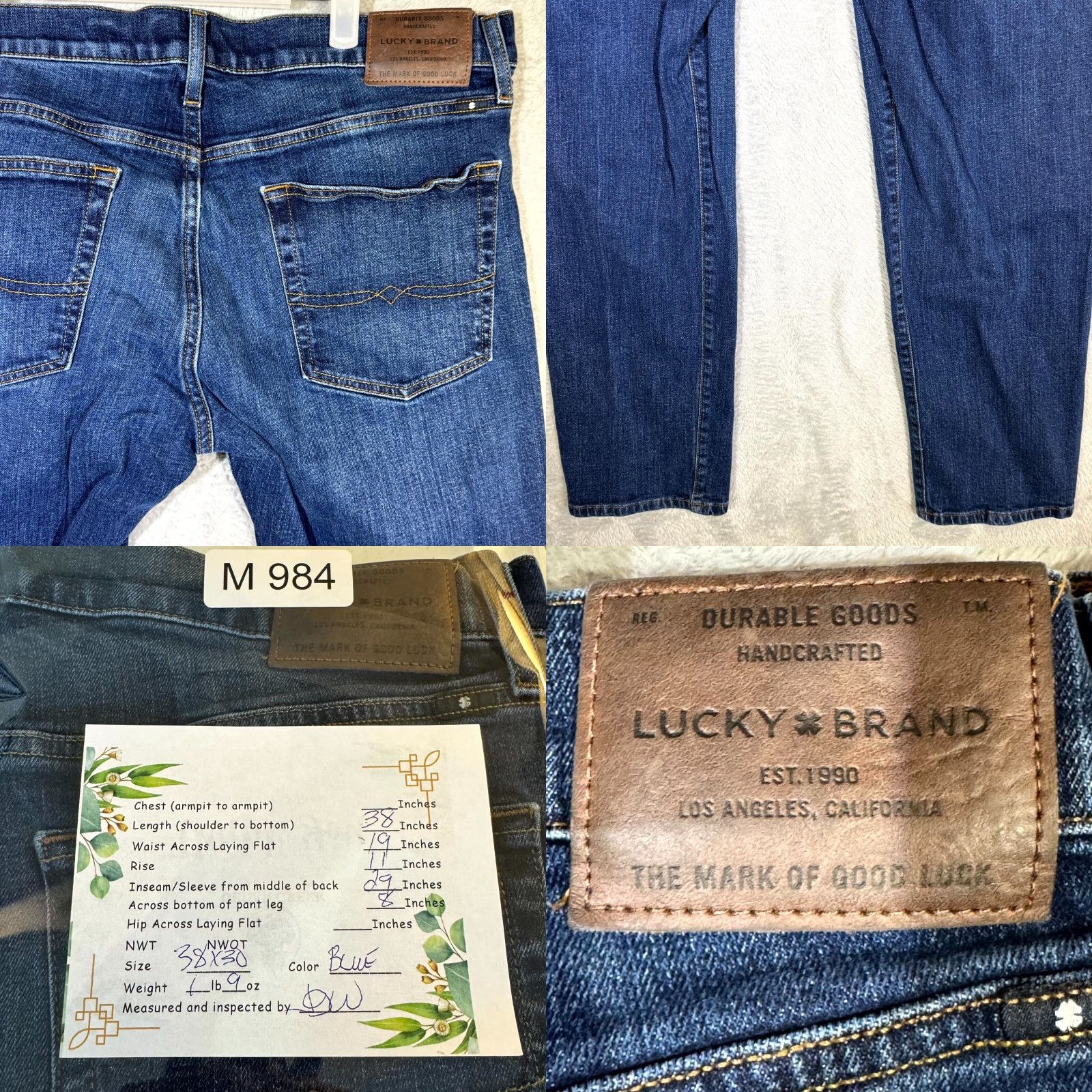 Lucky Brand Lucky Brand 221 Straight Jeans Men 38x30 Denim Blue Medium Wash Stretch Regular Fit Size US 38 / EU 54 - 8 Thumbnail