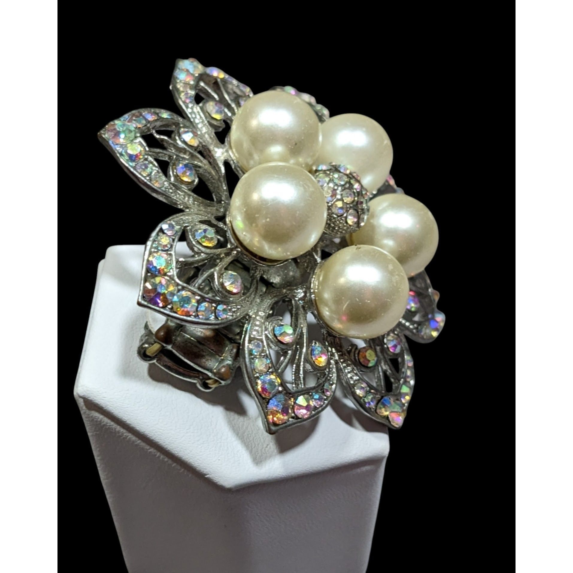Other Whimsical Fairycore Floral AB Rhinestone Faux Pearl Stretch Size ONE SIZE - 3 Thumbnail