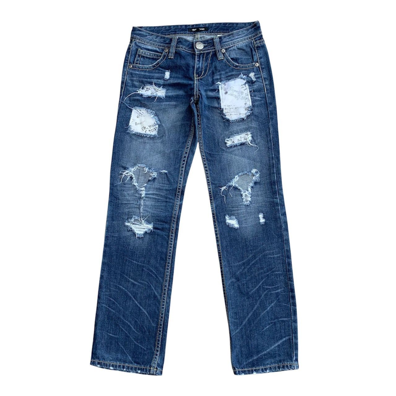 Japanese Brand Vintage Y2K Japan Ripped Distressed Denim Jeans W30 Size US 30 / EU 46 - 1 Thumbnail