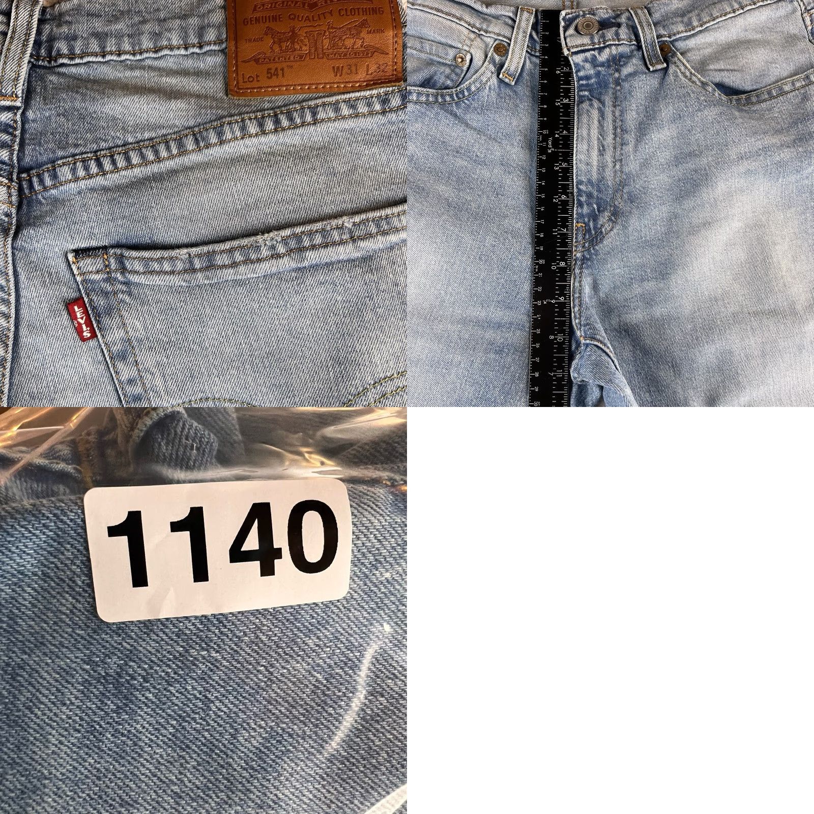 Levi's Levi's 541 Jeans Mens 31x32 Medium Wash Distressed Straight 5-Pocket Denim Logo USA 500 Series Regular Waist Blue Size US 31 - 8 Thumbnail