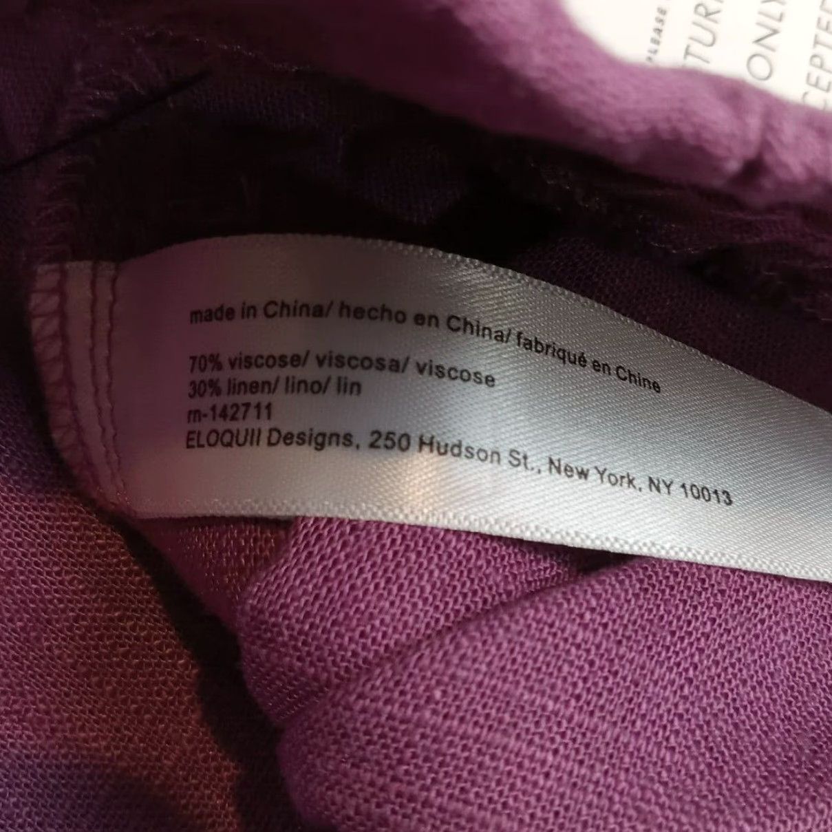 Vintage Eloquii Womens Pants Purple Linen Pull On Elastic Waist Straight Wide Leg Size 18 Size 36" / US 14 / IT 50 - 7 Thumbnail