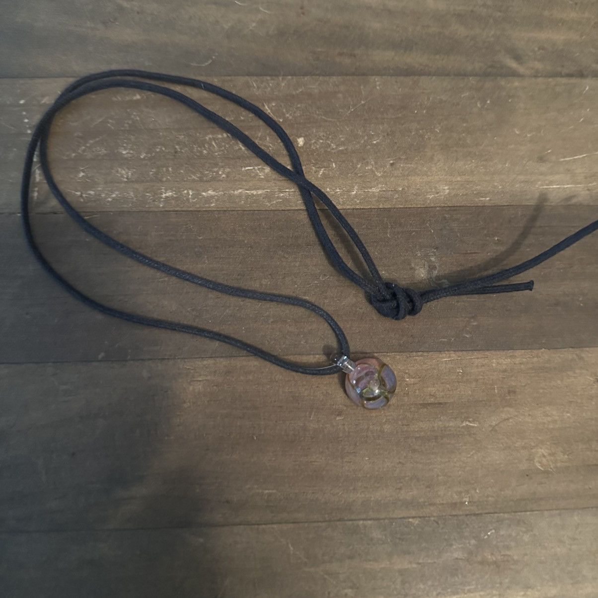 Vintage Vintage hand blown glass pendant cord necklace Size ONE SIZE - 2 Thumbnail