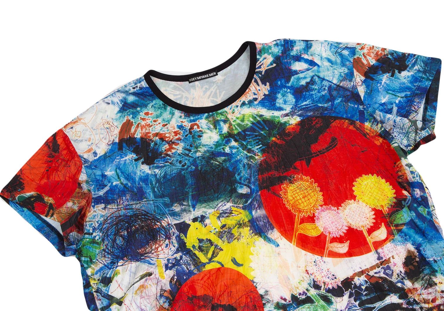 Issey Miyake Graphic Print Pleats T-Shirt in Blue Multi Color Size US M / EU 48-50 / 2 - 2 Thumbnail
