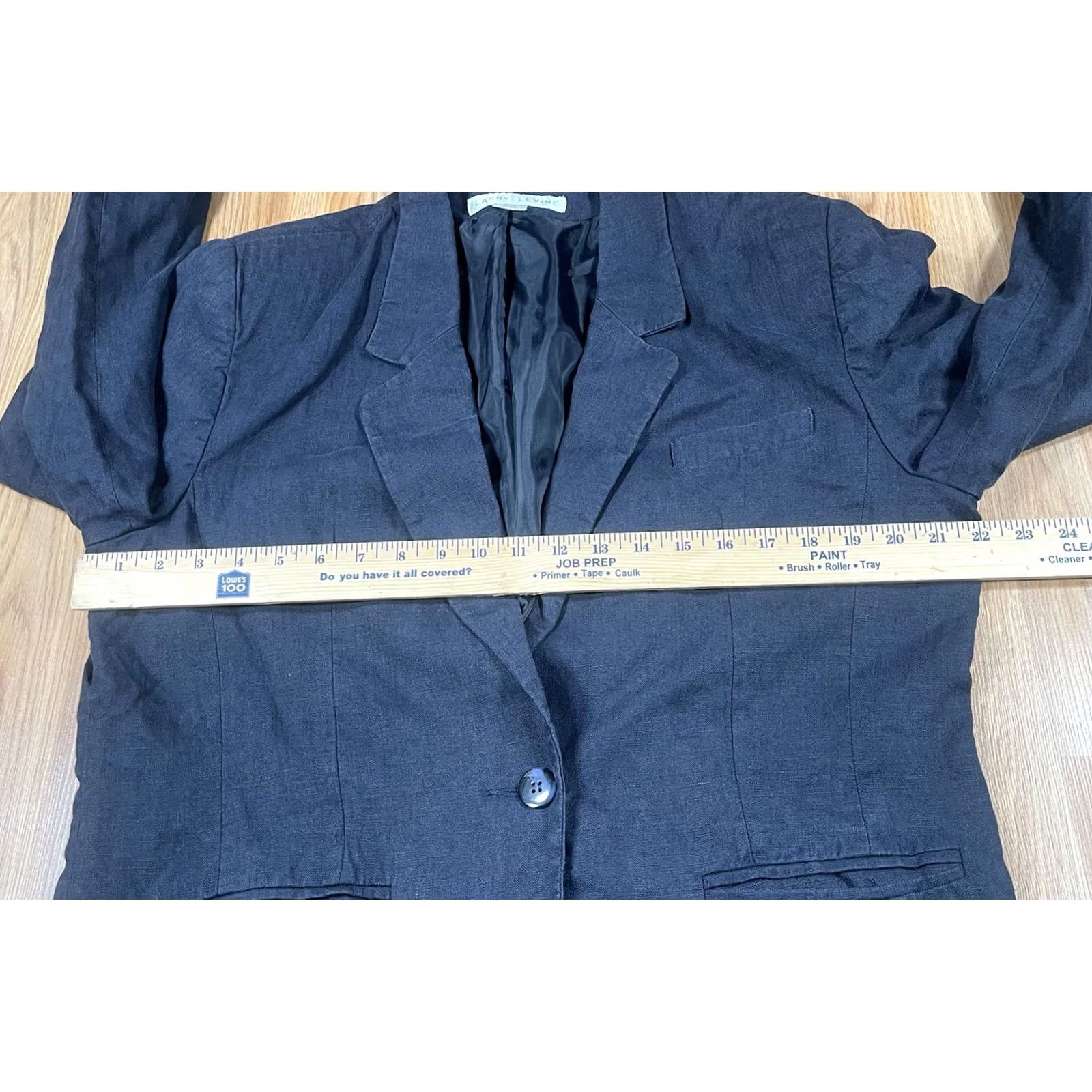 Vintage LARRY LEVINE Blazer Womens 14 100% Linen Blue Sport Coat Jacket Lined Business Jacket Blazer Pants Shirt (adjusted for clarity) Size XL / US 12-14 / IT 48-50 - 5 Thumbnail