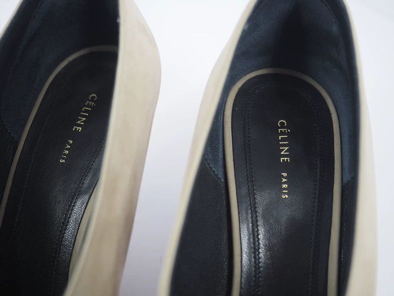 Celine CelineGray suede V-mouth pointed high heels 2503-Nextarrow Size US 5.5 / IT 35.5 - 6 Thumbnail