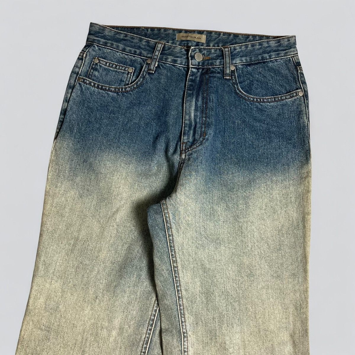 Japanese Brand MARTIN PLAN Flared Two Tone Jeans💥 Size US 29 - 3 Thumbnail